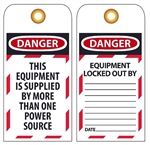 DANGER THIS EQUIPMENT IS SUPPLIED BY MORE THAN ONE POWER SOURCE, Accident Prevention Tags