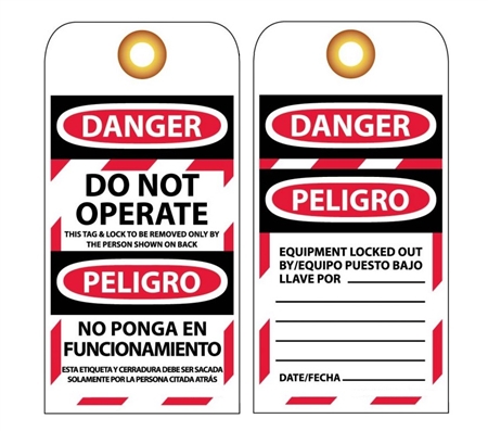 DANGER DO NOT OPERATE - Bilingual Lockout Tags
