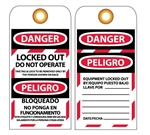 DANGER LOCKED OUT  DO NOT OPERATE - Bilingual Lockout Tags
