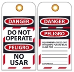 Danger Do Not Operate Bilingual Safety Lockout Tag