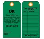 OK This Scaffold Has Been Erected to Meet Federal/State OSHA Standards Inspection Tags -  Vinyl
