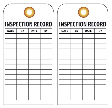 INSPECTION RECORD Tag - Vinyl Accident Prevention Tags