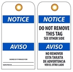 BILINGUAL BLANK NOTICE - Vinyl Accident Prevention Tags