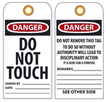 DANGER DO NOT TOUCH - Vinyl Accident Prevention Tags