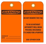 BLANK WARNING - Vinyl Accident Prevention Tags