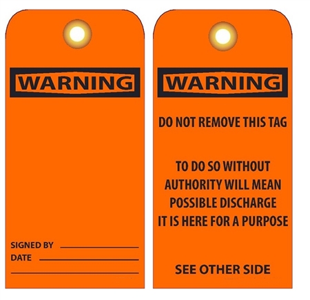 BLANK WARNING - Vinyl Accident Prevention Tags