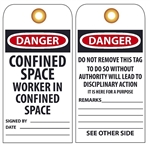 DANGER CONFINED SPACE WORKER IN CONFINED SPACE - Vinyl Accident Prevention Tags
