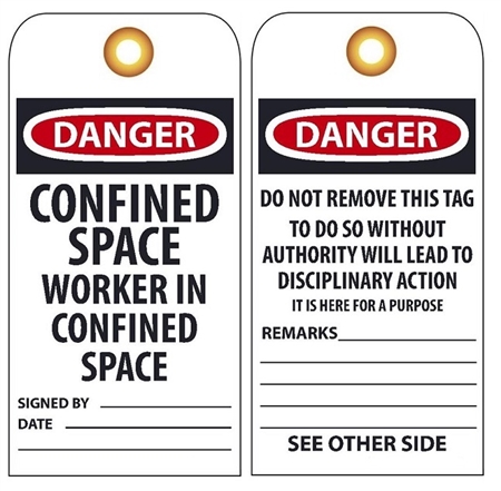 DANGER CONFINED SPACE WORKER IN CONFINED SPACE - Vinyl Accident Prevention Tags