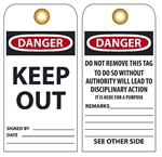 DANGER KEEP OUT - Vinyl Accident Prevention Tags