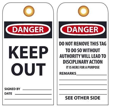 DANGER KEEP OUT - Vinyl Accident Prevention Tags