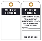 OUT OF ORDER - Vinyl Accident Prevention Tag