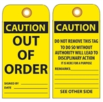 CAUTION OUT OF ORDER - Vinyl Accident Prevention Tags