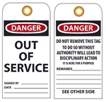 DANGER OUT OF SERVICE - Vinyl Accident Prevention Tags