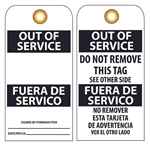 BILINGUAL OUT OF SERVICE - Vinyl Accident Prevention Tags
