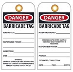 DANGER BARRICADE TAG - Vinyl Accident Prevention Tags