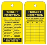FORKLIFT INSPECTION RECORD Tags - Date & By - 6" X 3" choose Unrippable Vinyl