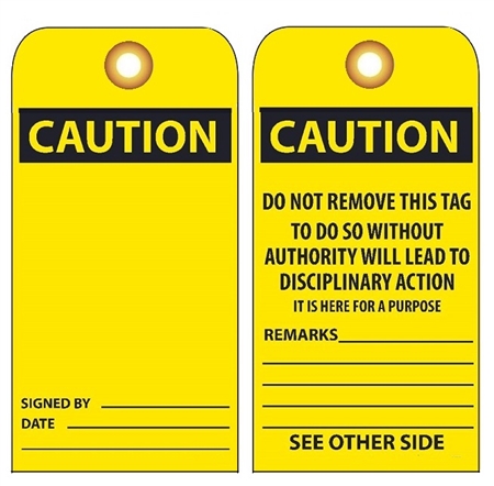 BLANK CAUTION - Vinyl Accident Prevention Tags