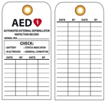 AUTOMATED EXTERNAL DEFIBRILLATOR INSPECTION RECORD - Vinyl Tag