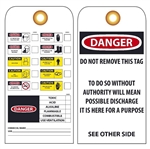 PERSONAL PROTECTION AND CHEMICAL HAZARD Tag - Vinyl Accident Prevention Tags