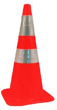 Reflective 28 inch Traffic Cone, Florescent Orange 15 inch square base 7 pounds