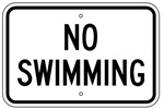 NO SWIMMING SIGN - 18 X 12 - Engineer Grade Reflective, .080 Aluminum will last for years and never rust.
