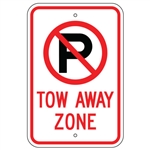 NO PARKING TOW AWAY ZONE Sign with NO PARKING SYMBOL - 12 X 18 - Type I Engineer Grade Reflective – Heavy Duty .080 Aluminum