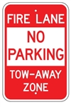 FIRE LANE NO PARKING TOW AWAY ZONE SIGN - 12 X 18 - Type I Engineer Grade Prismatic Reflective – Heavy Duty .080 Aluminum