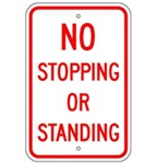 NO STOPPING OR STANDING Sign - 12 X 18 - Type I Engineer Grade Prismatic Reflective – Heavy Duty .080 Aluminum