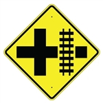PARALLEL RAILROAD CROSSING CROSS ROAD Sign - 30 X 30 Diamond Shape - Type I Engineer Grade Prismatic Reflective or Type III Prismatic High Intensity Reflective