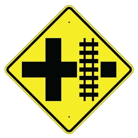 PARALLEL RAILROAD CROSSING CROSS ROAD Sign - 30 X 30 Diamond Shape - Type I Engineer Grade Prismatic Reflective or Type III Prismatic High Intensity Reflective