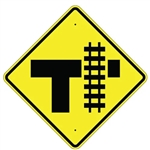 PARALLEL RAILROAD CROSSING T  INTERSECTION Sign - 30 X 30 Diamond Shape - Type I Engineer Grade Prismatic Reflective or Type III Prismatic High Intensity Reflective