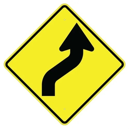 REVERSE CURVE ARROW RIGHT Sign - 30 X 30 - Diamond Shape Type I Engineer Grade Prismatic Reflective or Type III Prismatic High Intensity Reflective