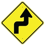 REVERSE TURN ARROW RIGHT Sign - 30 X 30 Diamond, Type I Engineer Grade Prismatic Reflective or Type III Prismatic High Intensity Reflective