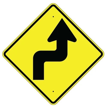 REVERSE TURN ARROW RIGHT Sign - 30 X 30 Diamond, Type I Engineer Grade Prismatic Reflective or Type III Prismatic High Intensity Reflective