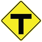 T INTERSECTION AHEAD Traffic Sign - 30 X 30 Diamond Shape - Choose from Type I Engineer Grade Prismatic Reflective or Type III Prismatic High Intensity Reflective