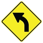 LEFT CURVE Ahead Symbol Sign - Choose - 24 X 24 or 30 X 30 Available - Type I Engineer Grade Prismatic Reflective or Type III Prismatic High Intensity Reflective