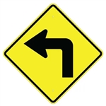 SHARP LEFT TURN AHEAD Symbol Sign - 24 X 24 or 30 X 30 Diamond Shape, Choose from Type I Engineer Grade Prismatic Reflective or Type III Prismatic High Intensity Reflective