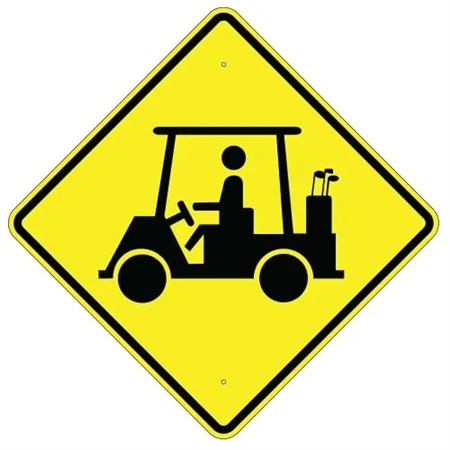 GOLF CART CROSSING (Symbol) Sign - Choose 24" X 24", 30" X 30" or 36" X 36" Engineer Grade, High Intensity or Diamond Grade Reflective Aluminum.