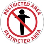 Non Slip RESTRICTED AREA, 17 inch diameter, Walk on floor sign