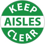 KEEP AISLES CLEAR, 17 inch diameter, Walk on floor sign