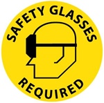 SAFETY GLASSES REQUIRED, 17 inch diameter, Walk on Floor Sign
