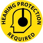 HEARING PROTECTION REQUIRED, 17 inch diameter, Walk on floor decal
