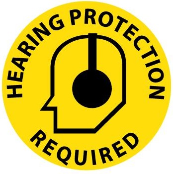 HEARING PROTECTION REQUIRED, 17 inch diameter, Walk on floor decal