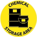 CHEMICAL STORAGE AREA, 17 inch diameter, Walk on floor sign