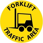 Non-Slip FORKLIFT TRAFFIC AREA, 17 inch diameter, Walk on floor sign