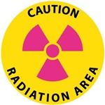 Non-Slip CAUTION RADIATION AREA, 17 inch diameter, Walk on floor sign