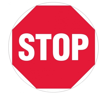 Non-Slip STOP Sign, 17 inch diameter, Walk on floor decal