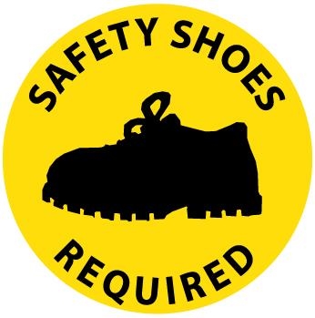Non-Slip SAFETY SHOES REQUIRED, 17 inch diameter, Walk on floor decal